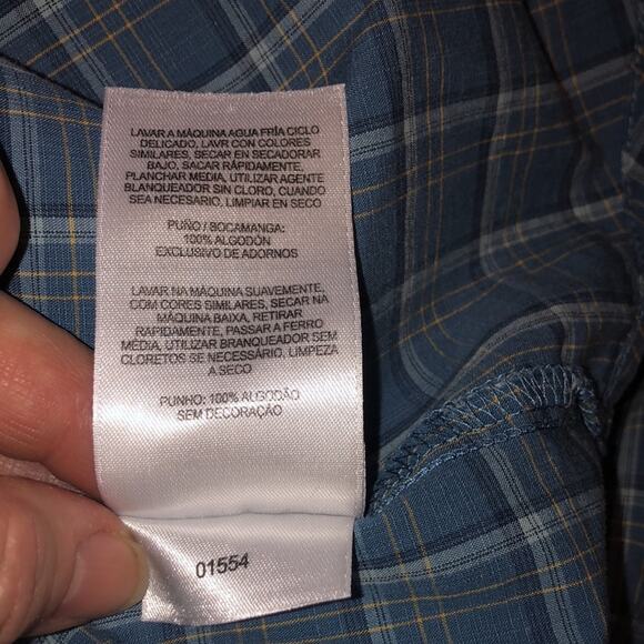 Columbia Casual Resort Vacation Blue Plaid Short Sleeve Button Up Shirt Large - Picture 12 of 12